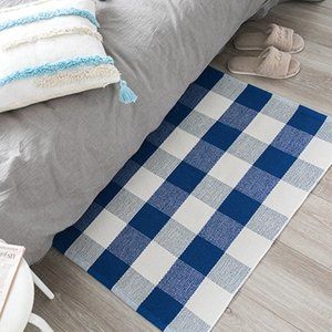 Blue-White y Buffalo Plaid Area Rug 24 x 35 Inch Small Carpet